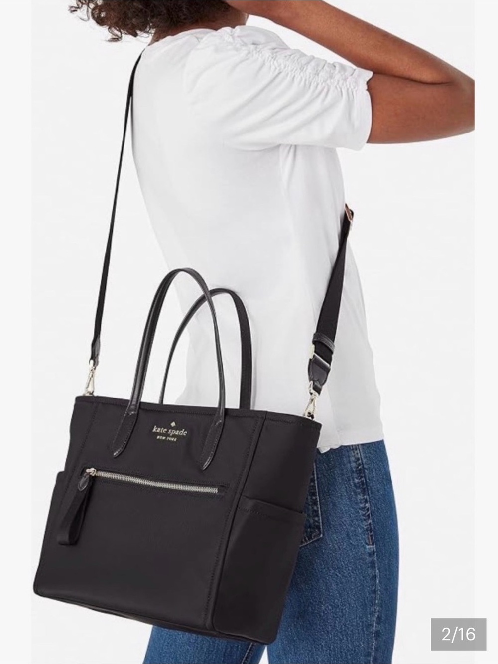 kate spade Black Nylon Satchel with Silver Hardware